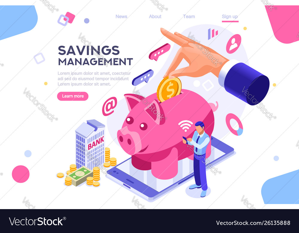 Depositing Banknote Banner Royalty Free Vector Image