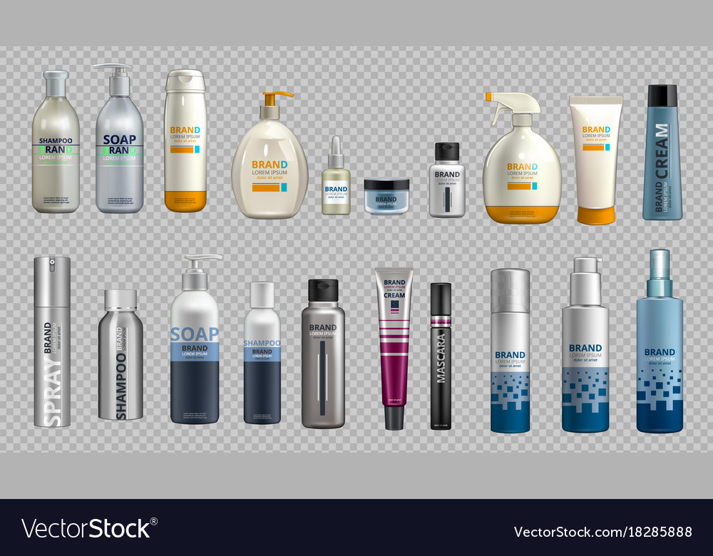 Digital realistic bottles set collection