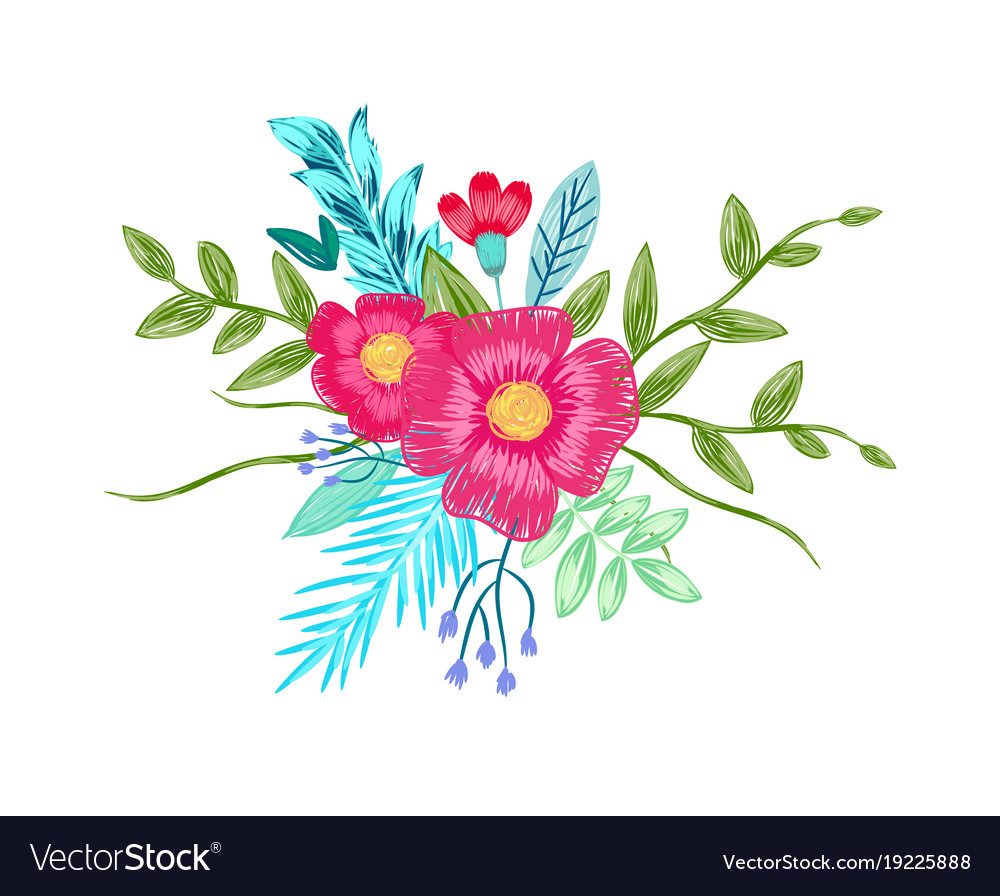 colored flower drawing images