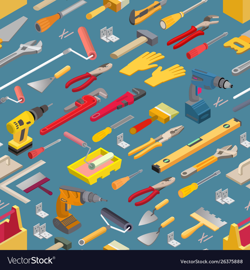 Isometric Construction Tools Pattern