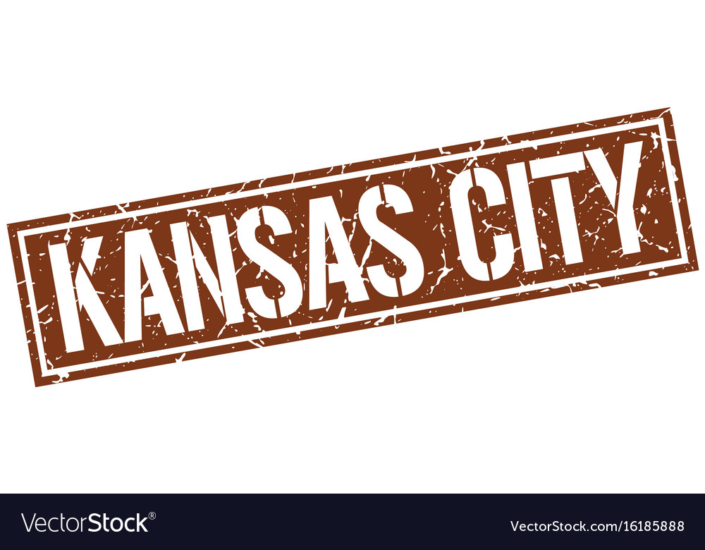 Kansas city brown square stamp Royalty Free Vector Image