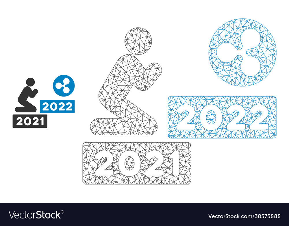 Man pray ripple 2022 mesh network model vector image Man pray ripple 2022 mesh network model