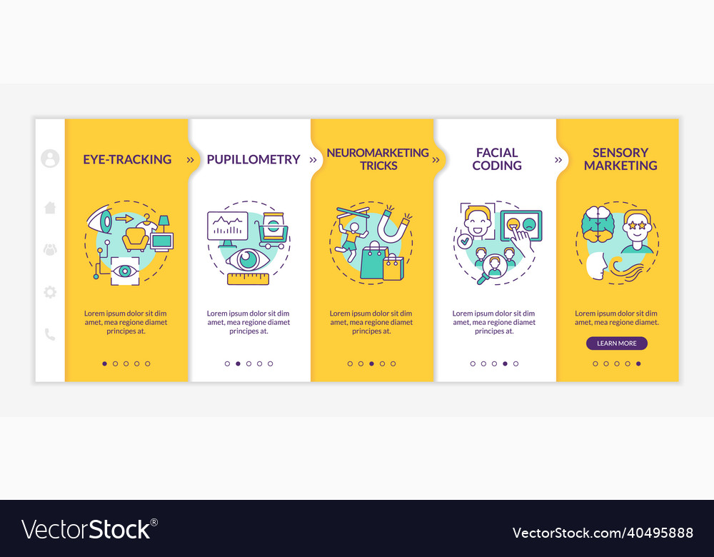 Neuromarketing tricks onboarding template vector image Neuromarketing tricks onboarding template
