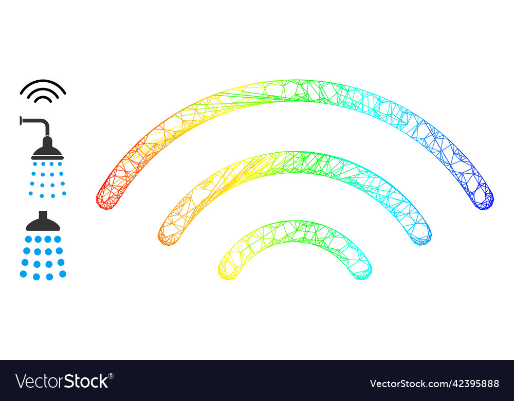 Spectrum gradient irregular mesh wi-fi source icon vector image Spectrum gradient irregular mesh wi-fi source icon