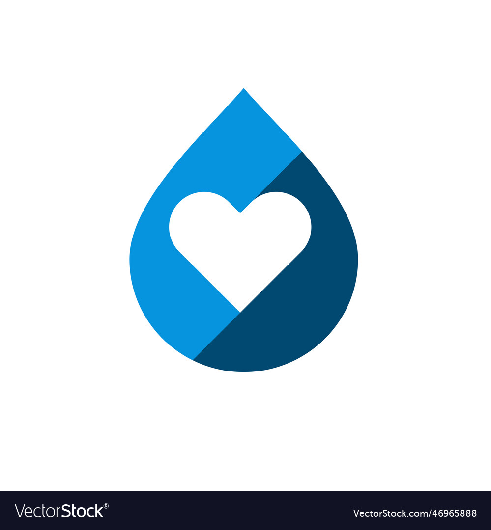 Water droplet with heart logo love