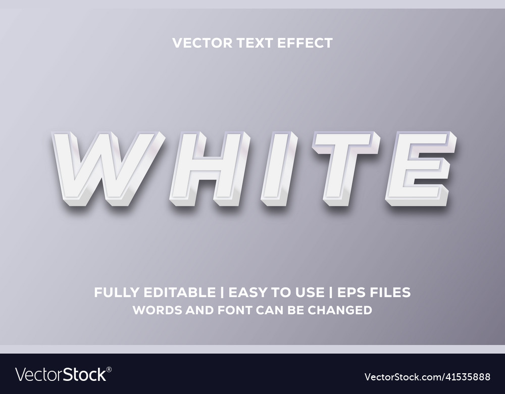 White text effect with 3d style Vector Image White text effect with 3d style