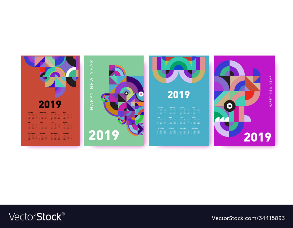 2021 calendar design template with colorful Vector Image 2021 calendar design template with colorful