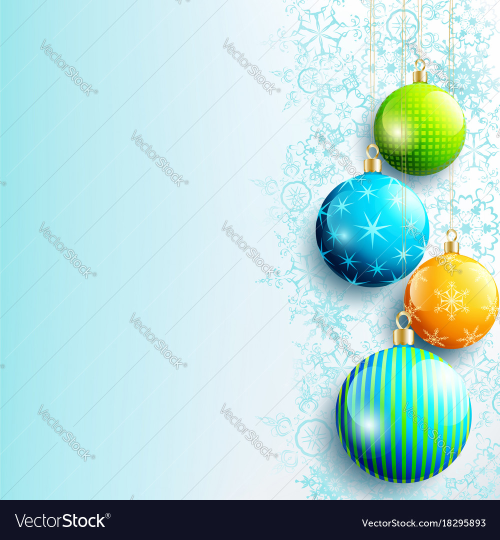 Blue new year and christmas background with balls