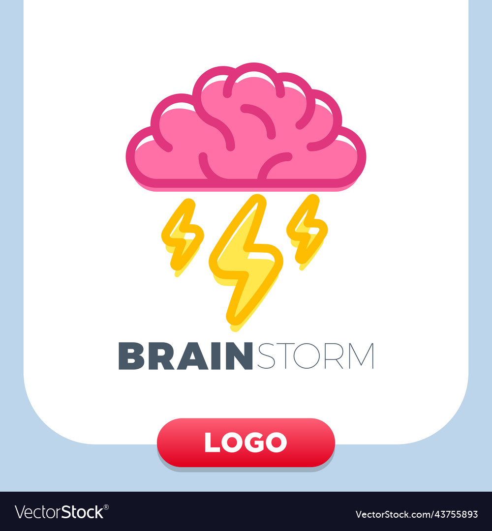 Brain logo with thunderbolt design layout