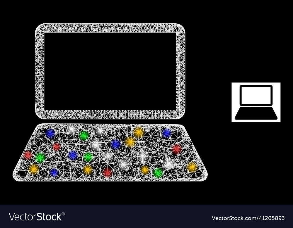 Crossed web mesh notebook computer icon vector image Crossed web mesh notebook computer icon