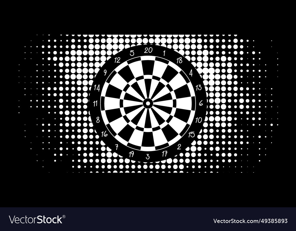 Dart board game dartboard and darts vector image Dart board game dartboard and darts