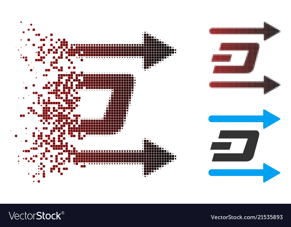 Fragmented pixel halftone dash send arrows icon vector image Fragmented pixel halftone dash send arrows icon