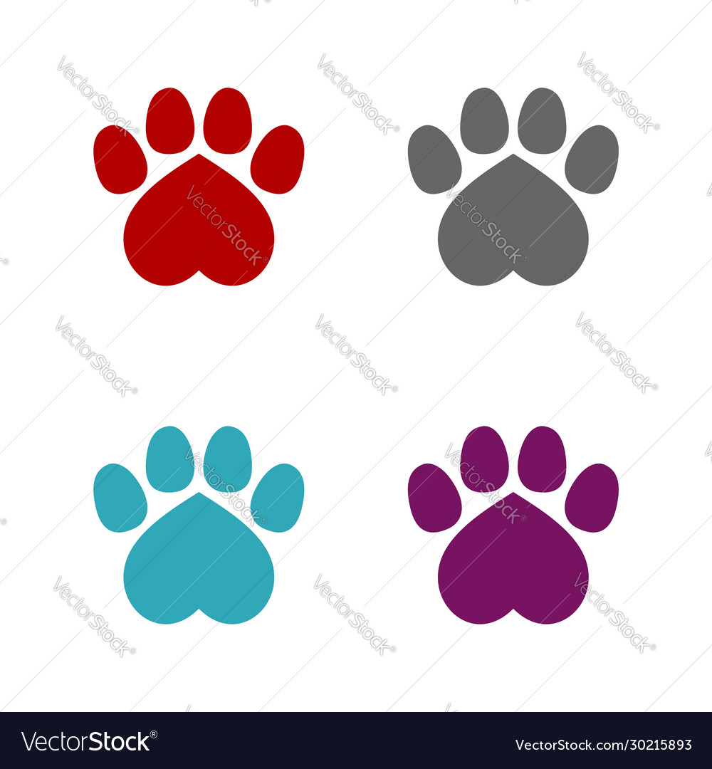 Heart paw print set logo template design eps 10