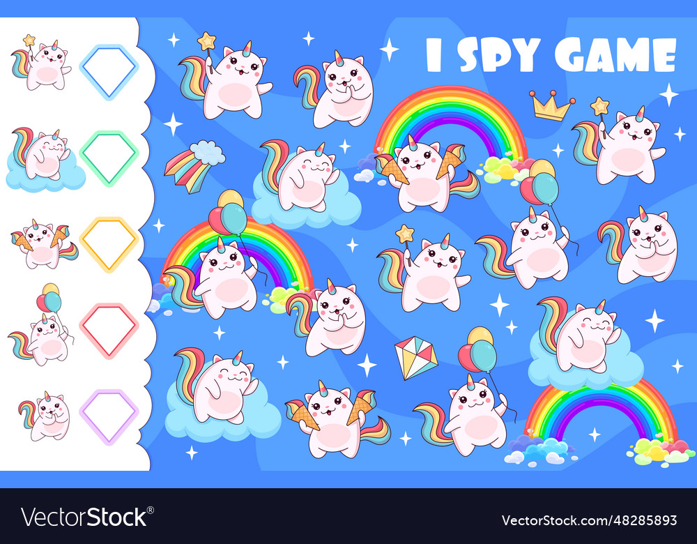 I spy game worksheet with capricorn cat characters
