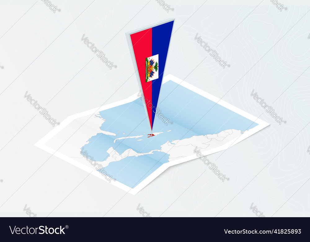 Isometric paper map of haiti with triangular flag Vector Image Isometric paper map of haiti with triangular flag