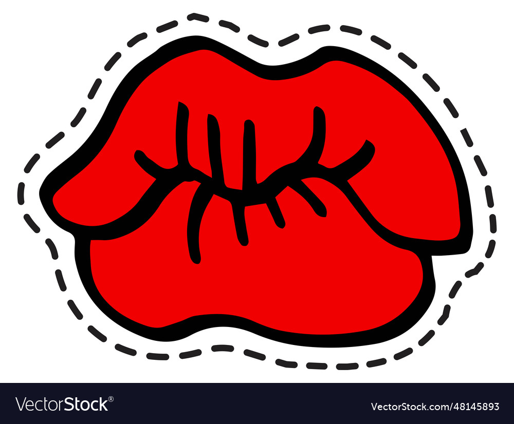 Kissing Lips With Red Lipstick Romantic Sticker Vector Image