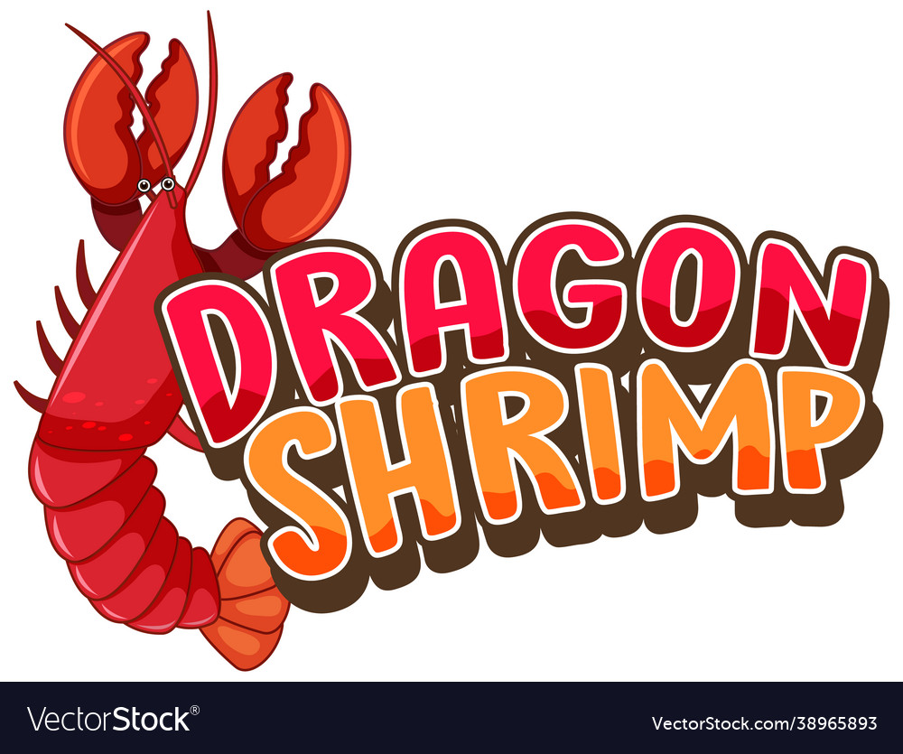 Lobster cartoon character with dragon shrimp font Vector Image