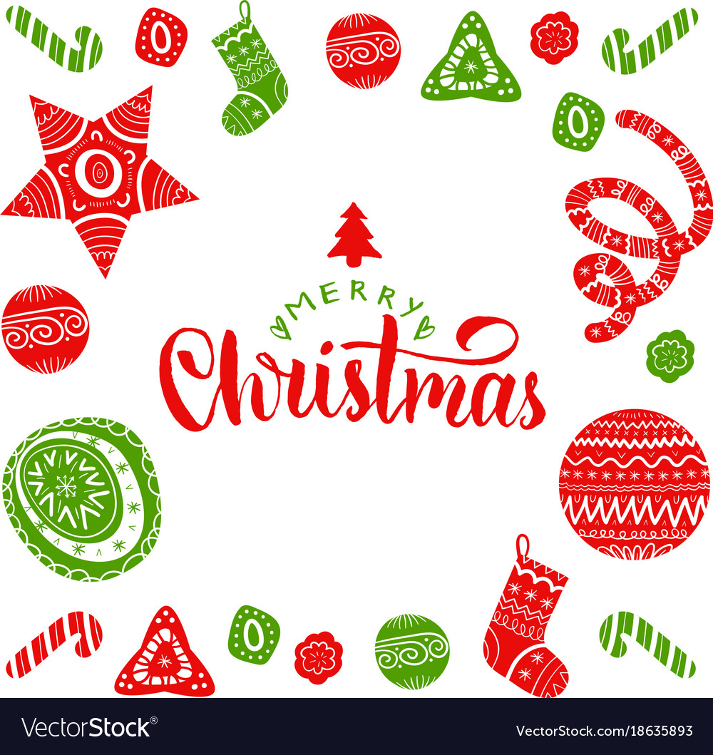 Merry christmas lettering with festive new
