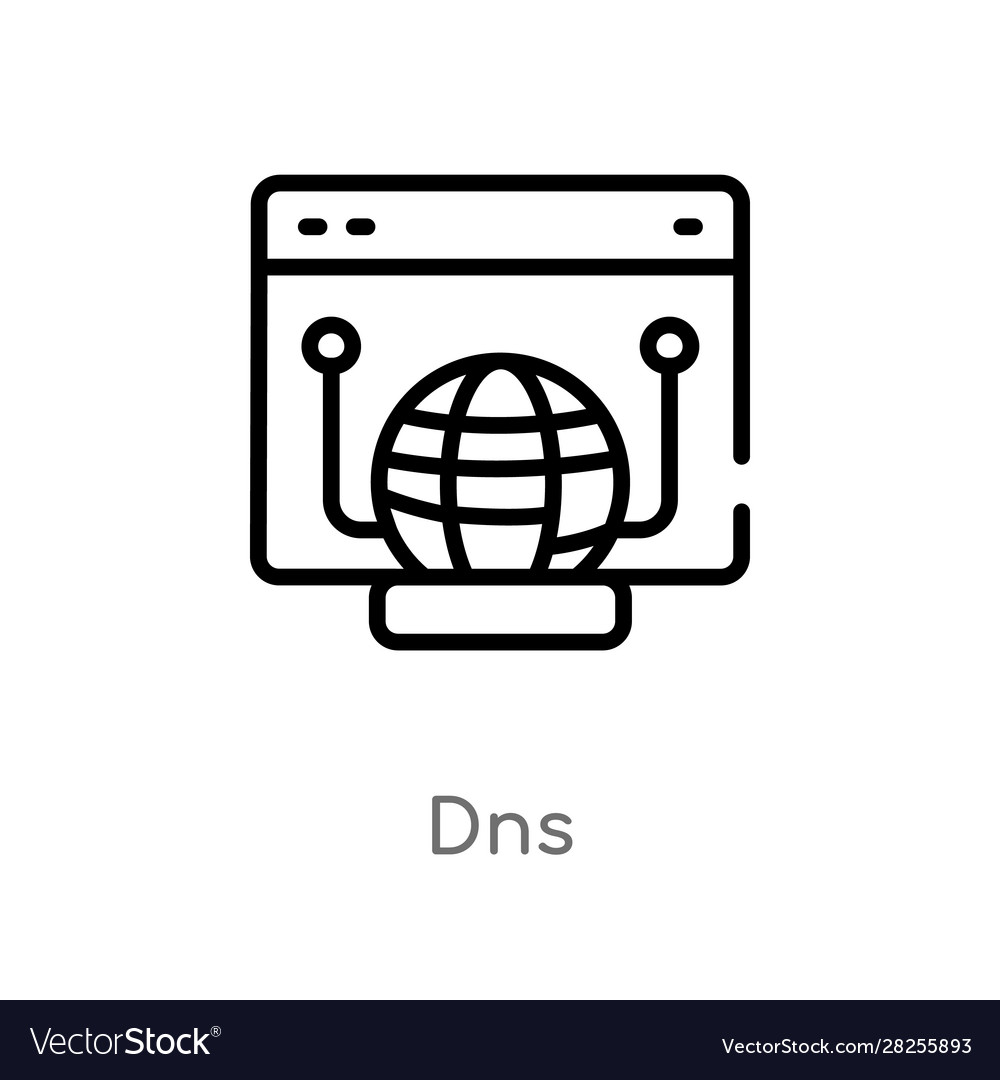 Outline dns icon isolated black simple line