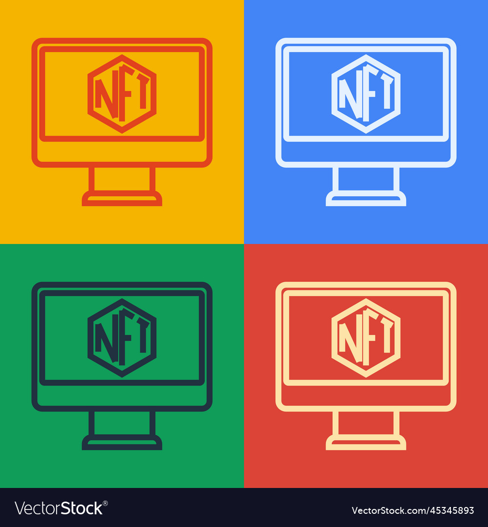 Pop art line monitor with store app icon vector image Pop art line monitor with store app icon