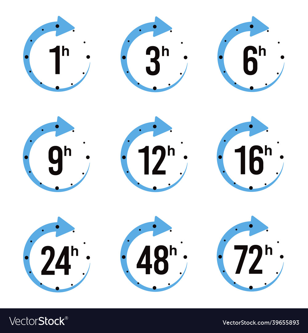 Set of delivery service time icons clock arrow 1 vector image Set of delivery service time icons clock arrow 1