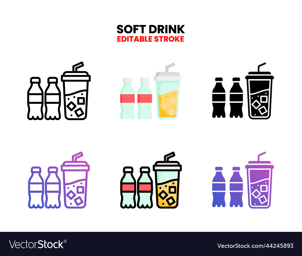 Soft drink icon set with different styles Vector Image Soft drink icon set with different styles