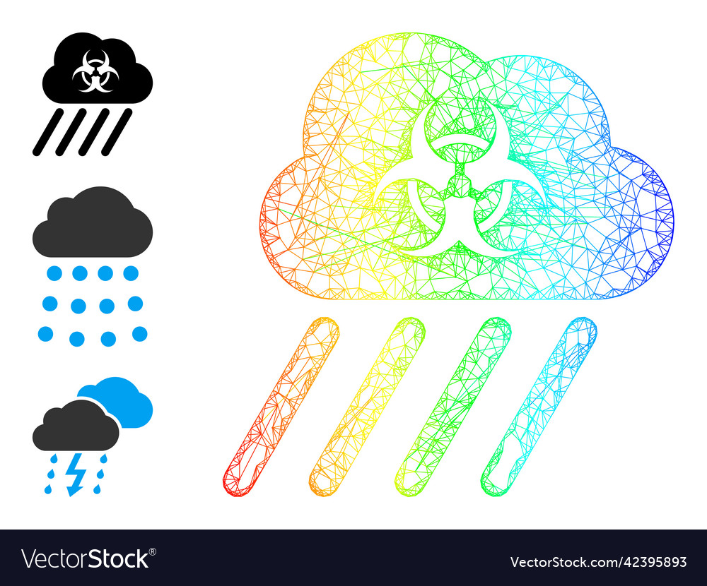 Spectral gradient linear mesh toxic rain icon vector image Spectral gradient linear mesh toxic rain icon