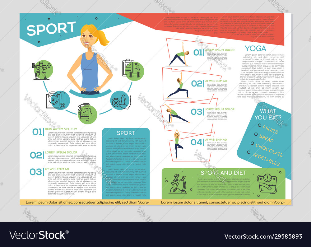 Sport and yoga - colorful brochure template Vector Image