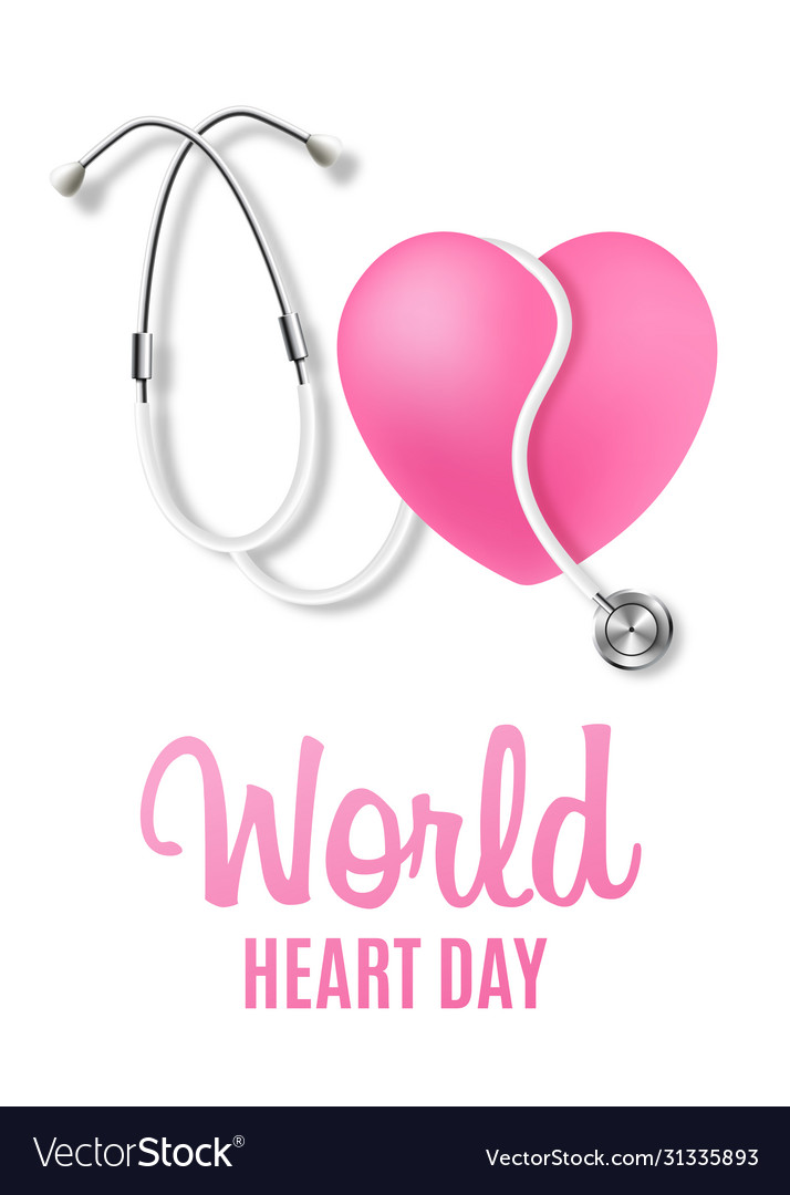 World heart day banner with stethoscope realistic