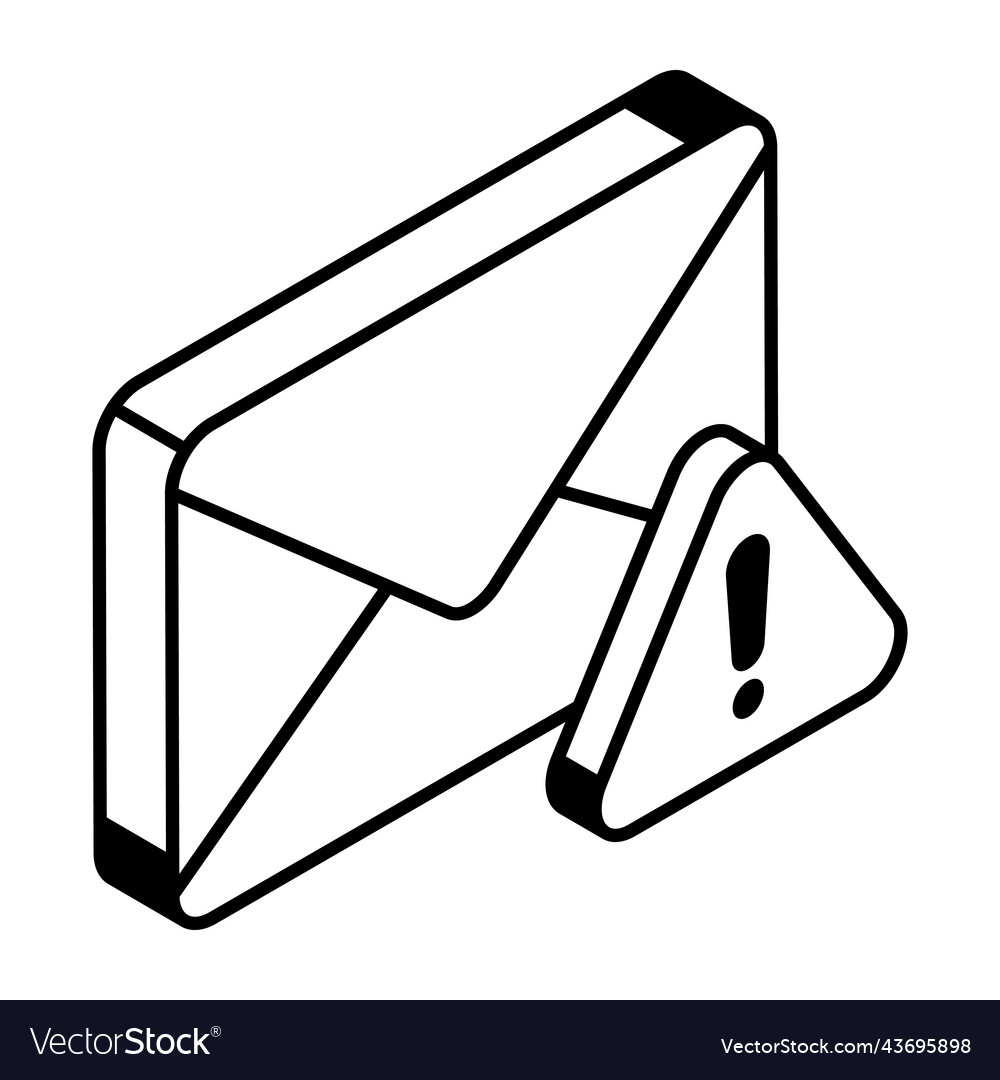 An email error line isometric icon