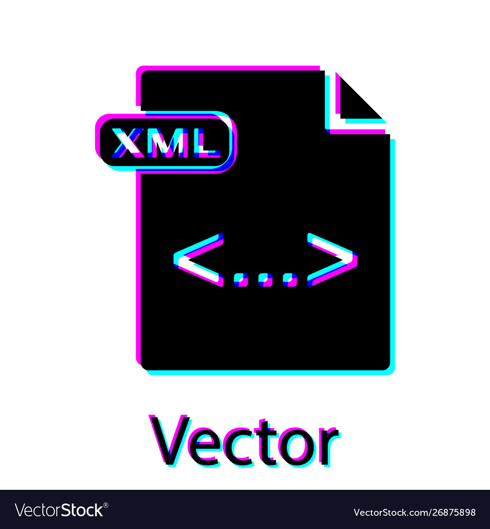 Black xml file document download button icon Vector Image Black xml file document download button icon