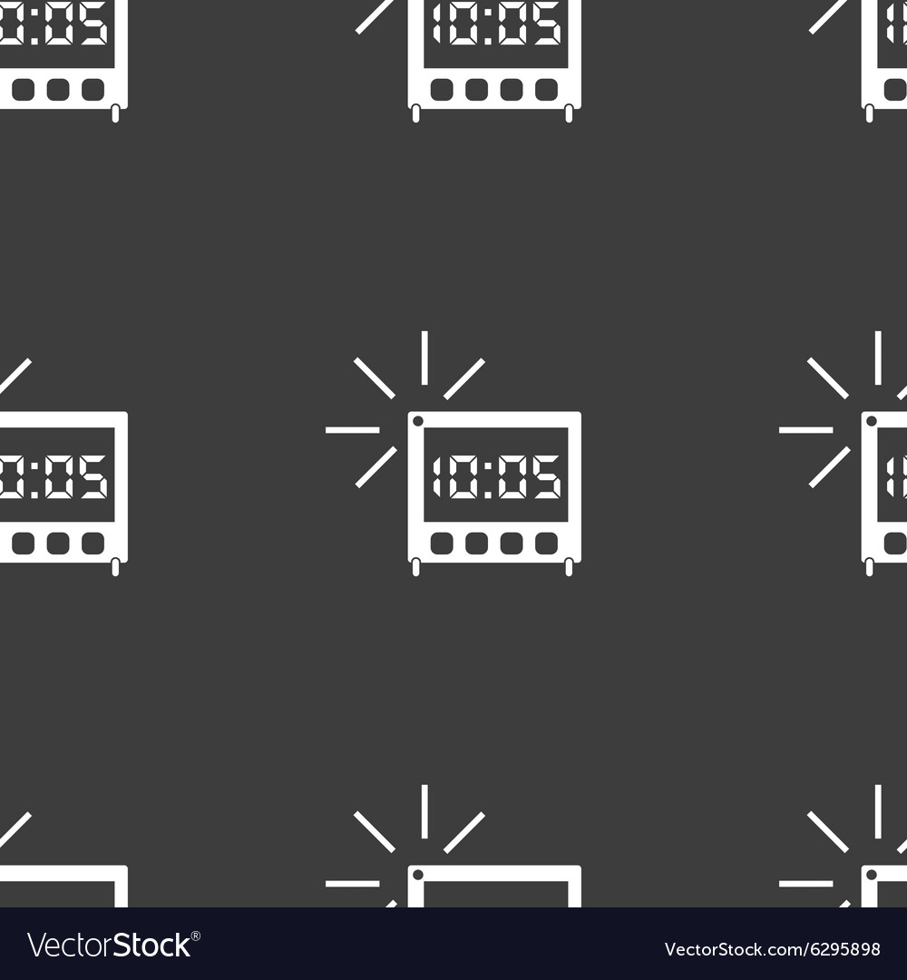 Digital alarm clock icon sign seamless pattern
