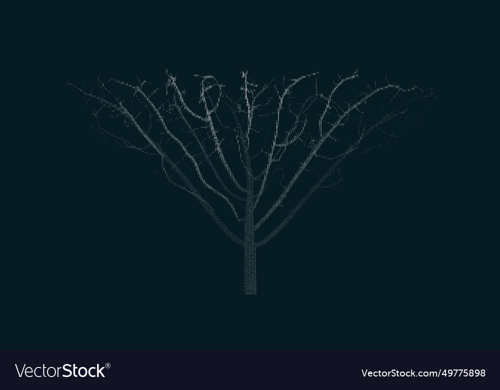 Digital tree with sprouts and binary code