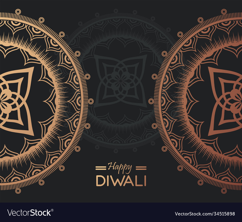 Happy diwali Feier mit goldenen Mandalas