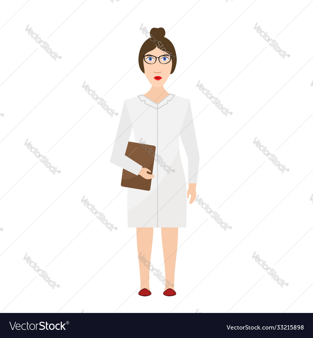 Hospital medical doctor nurse on white flat