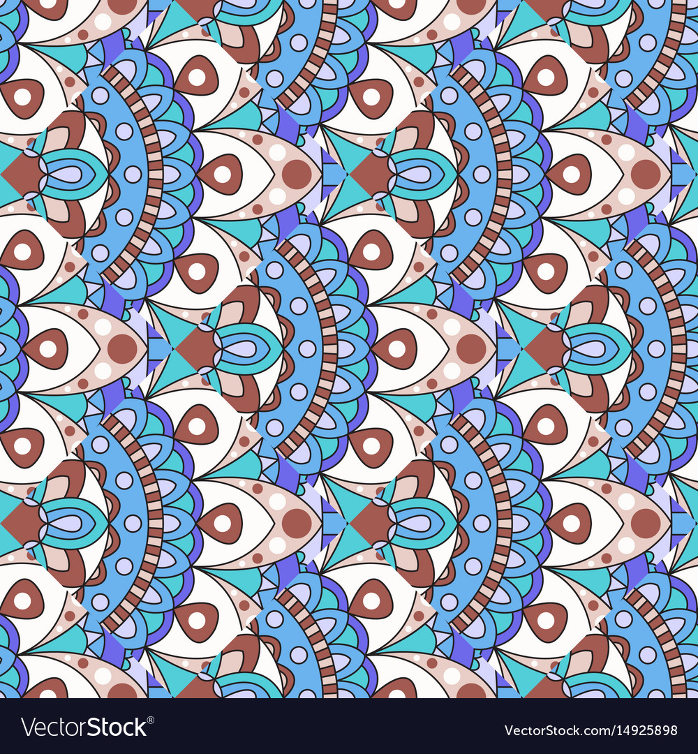 Mandala texture in bright colors seamless pattern
