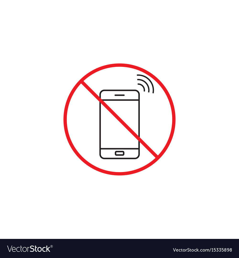No phone line icon talking red prohibited sign Vector Image