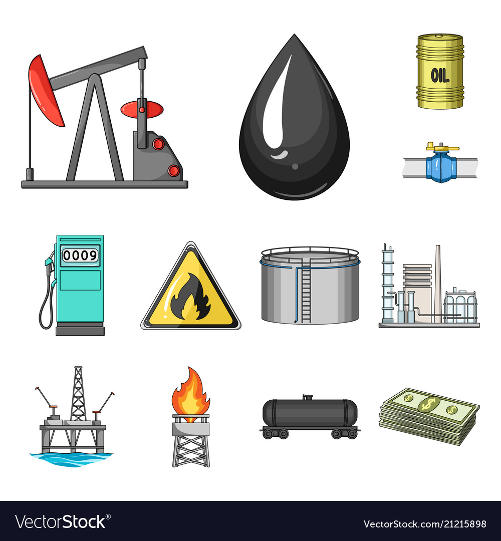 Oil industry cartoon icons in set collection Vector Image