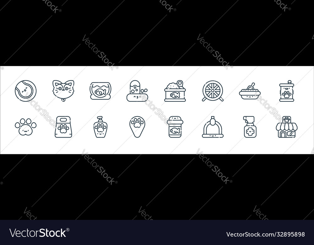 Pets line icons linear set quality