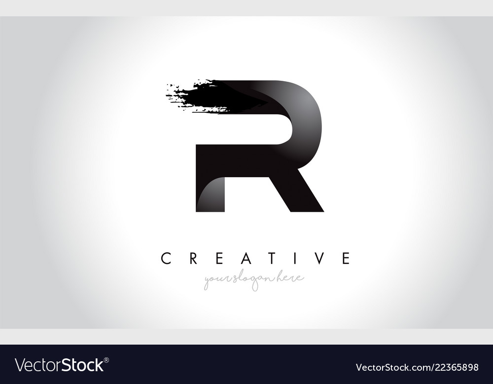 R Letter Design With Brush Stroke And Modern 3d Vector Image