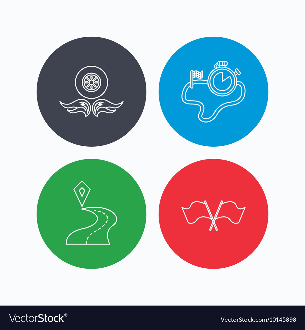 Race flags timer and destination pointer icons