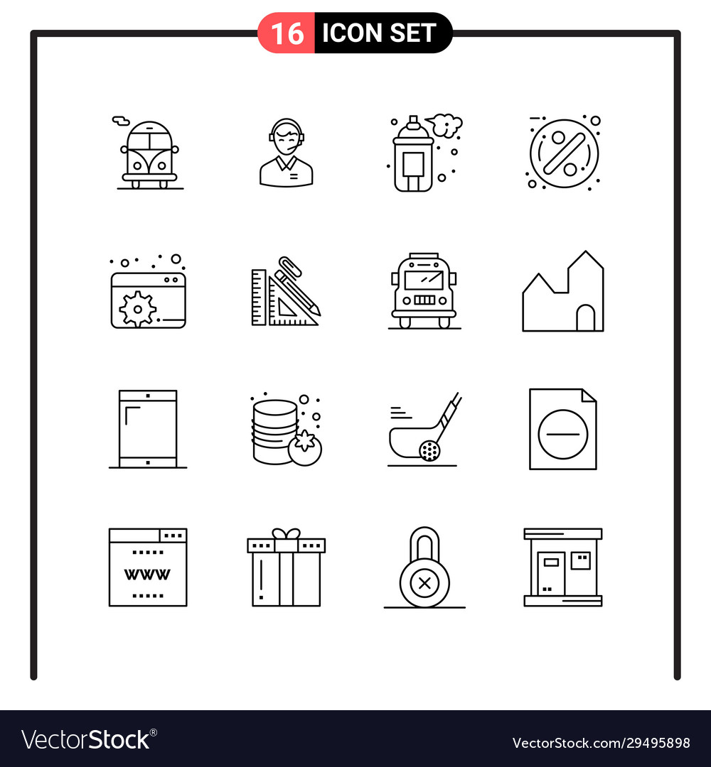 Set 16 line style icons for web and mobile vector image Set 16 line style icons for web and mobile