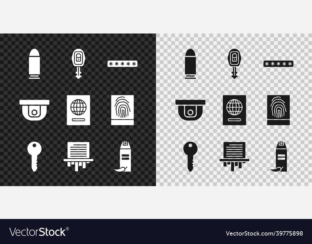 Set bullet car key with remote password vector image Set bullet car key with remote password