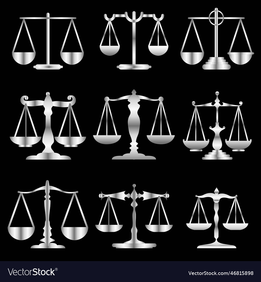 Silver vintage mechanical balance scales fair Vector Image