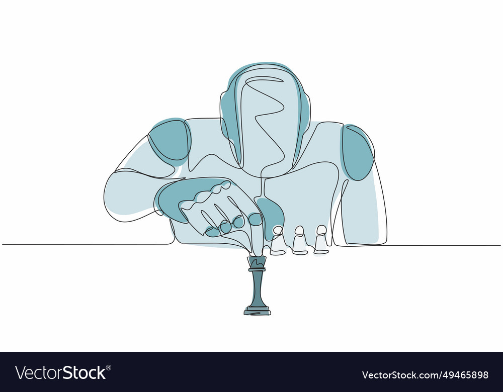 Single continuous line drawing robots sitting