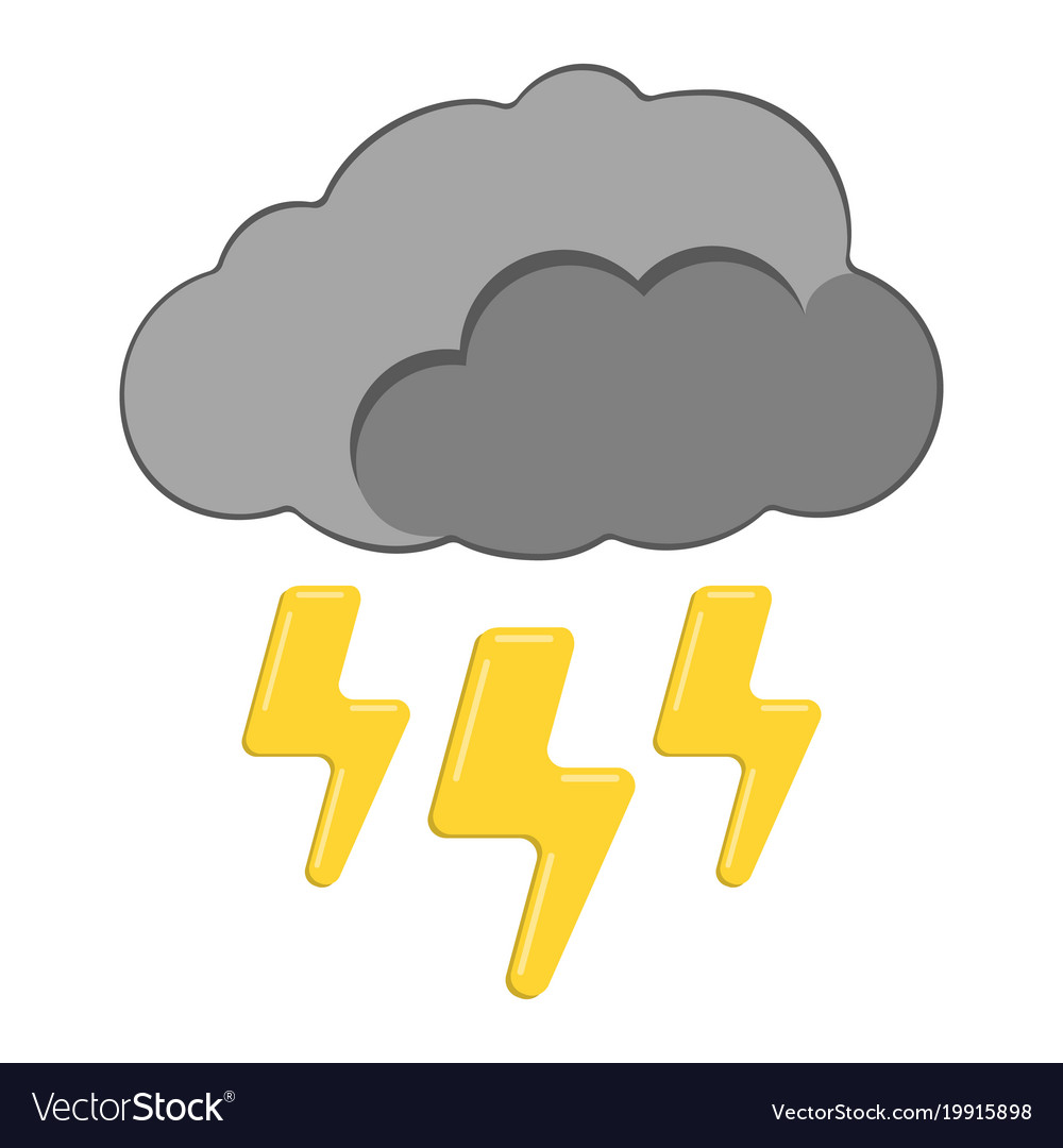 Thunder with cloud icon weather label for web