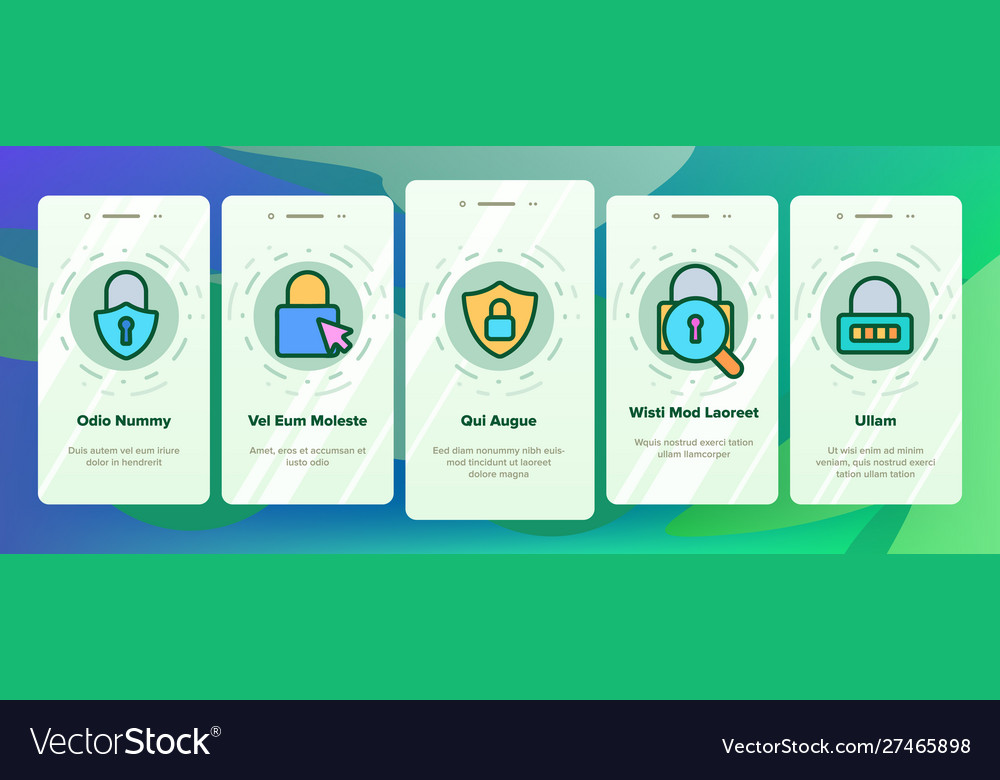 Type locks elements onboarding vector image Type locks elements onboarding