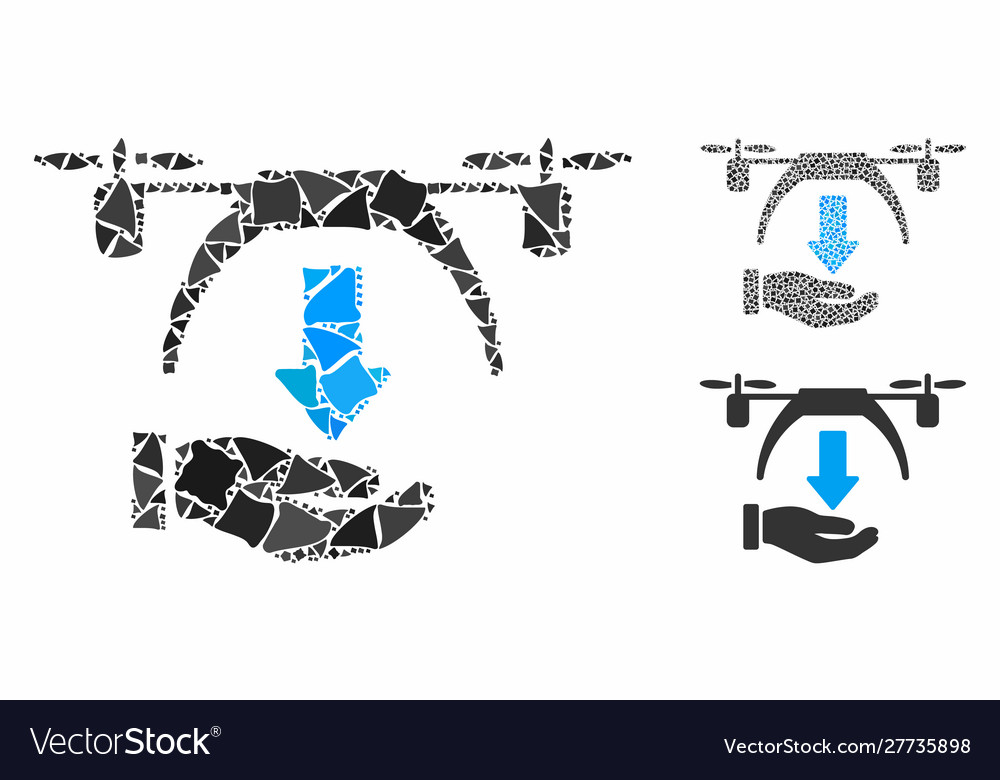Drohnen-Mosaik-Symbol ungleiche Gegenstände ausladen
