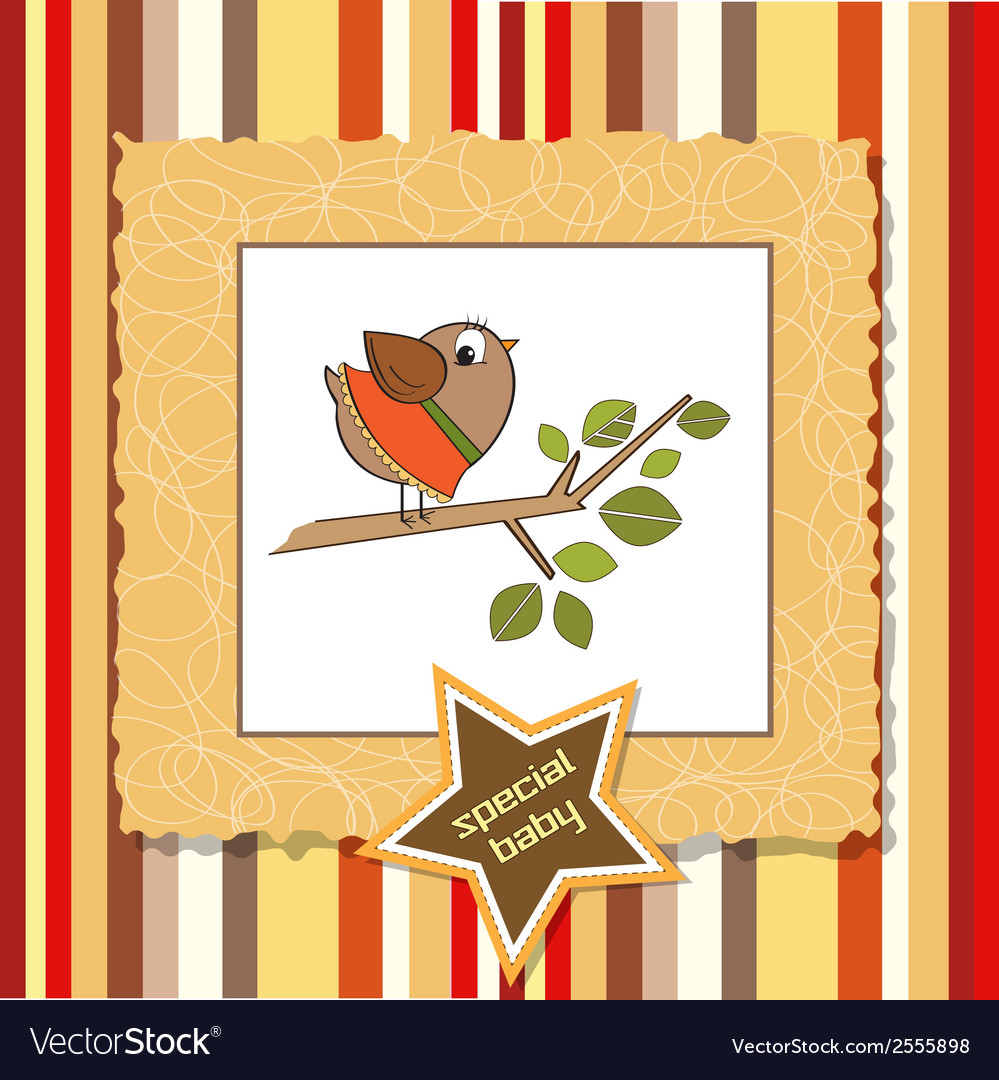 Welcome card with funny little bird Royalty Free Vector Welcome card with funny little bird Royalty Free Vector