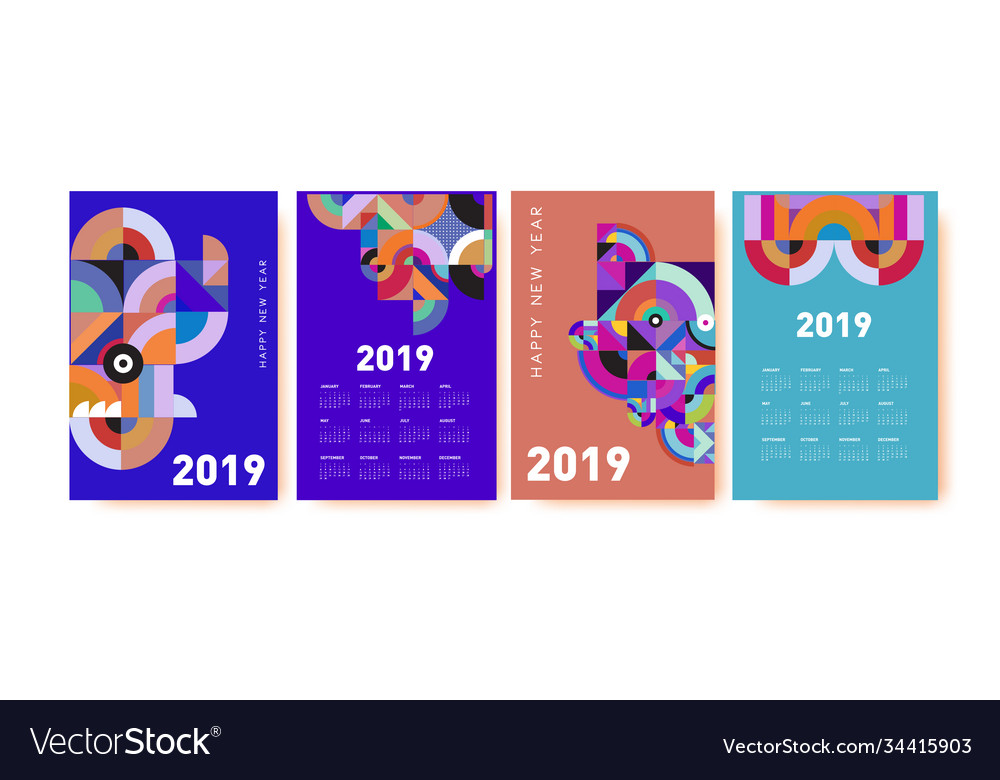 2021 calendar design template with colorful